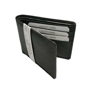 Ready to Ship Leather Men's Credit <b>Card</b> <b>Holder</b> <b>Wallets</b> Bulk Online Sale RFID Protected Purse Custom Logo Inexpensive Bifold Open - Product Image 1