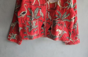 Red Quilted Jacket With <b>Animal</b> Print <b>Pattern</b> Full Sleeve Pullover Women's Summer Jacket Woven Polyester Fabric gift <b>for</b> her - Product Image 5