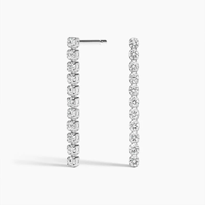 Pendientes de diamantes redondos brillantes en oro blanco, joyería clásica para boda de mujer, diamantes cultivados en laboratorio con certificación IGI, color D. - Product Image 3