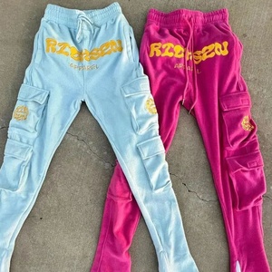 Pantalon de survêtement à jambe droite en polaire délavée Streetwear Pantalon de survêtement vintage en polaire respirant et à séchage rapide - Product Image 1