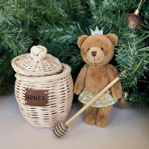 Handmade Rattan <b>Honey</b> Jar with Wooden Dipper Play Kitchen Toy for Kids Decor Organizer Best Selling - Product Image 6