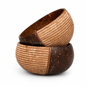 Bols en coquille de noix de coco naturelle écologiques, faits à la main, réutilisables, végétaliens, pour salades et smoothies - Product Image 3