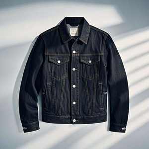 Chaqueta de Mezclilla Negra de Otoño para Hombre, Nueva, de Alta Calidad, Servicio OEM al por Mayor, Personalizada, 100% Algodón, Resistente al Viento, Reversible - Product Image 1