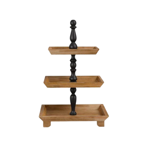 Présentoir à gâteaux classique en bois à 2 niveaux, plateau de service, support de desserts et de fruits de style ferme, vaisselle, supports à gâteaux - Product Image 5