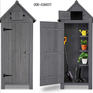 Armoire de rangement de jardin en bois massif avec porte verrouillable, facile à assembler, pour outils et plantes - Product Image 2