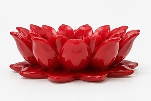 Sulfax Trading <b>Red</b> Ceramic Handmade Flower Shape Candlestick Holder Custom Logo Option UV Printing Home Decoration Valentine's - Product Image 5