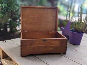 Handmade Solid Wood <b>Treasure</b> Chest Storage <b>Box</b> with Vintage Design for Jewelry Keepsakes Gifts and Home Decoration - Product Image 1