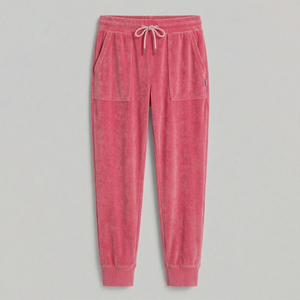 ชุดวอร์มกำมะหยี่ผู้หญิงแบบ 2 ชิ้น ลายทางข้างตัว พร้อมปักโลโก้ OEM ตามสั่ง ชุดจ็อกเกอร์คู่รัก ชุดแทรคสูทผ้ากำมะหยี่สำหรับสาวๆ - Product Image 4