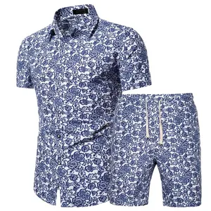 Summer Solid Casual Neck Men's Casual Suit Short Sleeve Knitted Breathable Shorts <b>Pants</b> Fashion Simple Design T Shirts Printed - Product Image 3