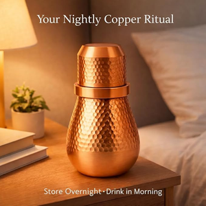Handmade Pure Copper Water Bottle with Copper Tumbler Traditional Ayurvedic Drinking Water <b>Storage</b> Set for Home and Travel - Product Image 3