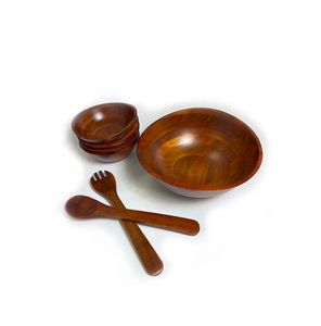 Bol à salade circulaire en bois pour hôtel, vaisselle durable et polyvalente de style moderne avec cuillère, pour la restauration et l'usage domestique - Product Image 6
