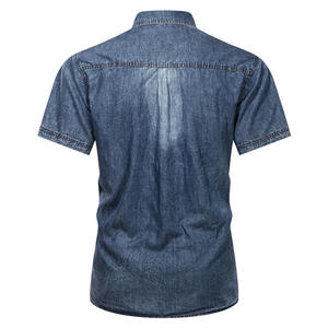 Chemise à manches courtes pour homme en twill, 2 poches, style western, tissu confortable, col rabattu, 100% coton, écologique - Product Image 5