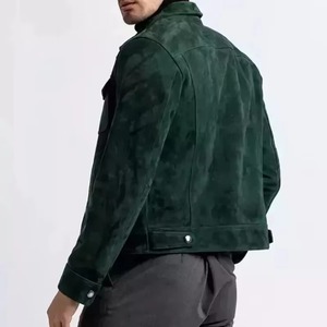 เสื้อแจ็คเก็ตบอมเบอร์หนังกลับสีแดงเบอร์กันดีสำหรับผู้ชาย แจ็คเก็ตหนังกลับเทียมคุณภาพพรีเมียม ซิปหน้า ปกคอพับได้ สไตล์ลำลอง - Product Image 6