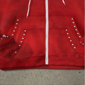 Sweat à capuche vintage ample en coton brodé de strass, zippé, tricoté, coupe courte, style streetwear personnalisé pour homme, grande taille - Product Image 2