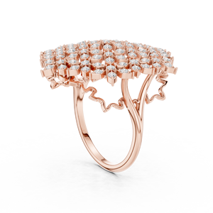 Rose <b>Gold</b> Snowflake Flower Cluster <b>Ring</b> for Women Luxury Micro Pave Crystal Statement <b>Cocktail</b> <b>Ring</b> Elegant Fashion Jewelry - Product Image 2