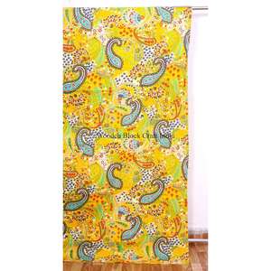 Colcha Kantha de algodón 100% orgánico, hecha a mano, de alta calidad, con estampado paisley amarillo vintage, ecológica, de doble tamaño, para todas las estaciones. - Product Image 2