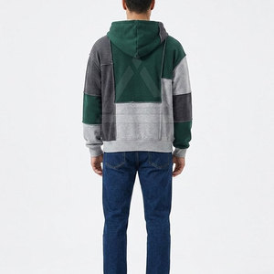 Sudadera con Capucha para Hombre, Estilo Urbano, Diseño de Parches, Talla Grande, Mezcla de Algodón de Primera Calidad, Atuendo Casual Moderno - Product Image 4