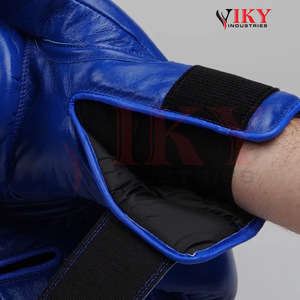 Gants de boxe en cuir bleu royal robustes avec fermeture sécurisée par sangle de poignet, service OEM ODM avec étiquette privée, marque personnalisée - Product Image 6