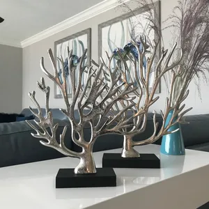 Sculpture de Corail en Alliage de Zinc Plaqué Argent, Forme Irrégulière, Pièce d'Art Décorative pour la Maison, Technique de Moulage, Artisanat Métallique - Product Image 5