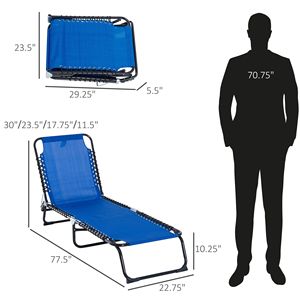 Chaise longue pliante d'extérieur à dossier inclinable 4 positions, chaise de piscine en maille respirante pour patio, chaise longue de bronzage - Product Image 5