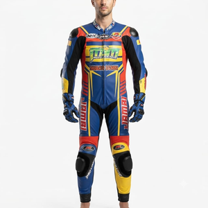 Combinaison de moto pour homme Zuzuki Pro 1 pièce en cuir de vache véritable/cuir de kangourou, style MotoCP, armure niveau 2 - Product Image 1