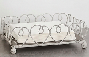 Porte-boîte à mouchoirs vintage en métal, design cœur, sur pied, finition blanche, parfait pour la cuisine, l'hôtel et la maison - Product Image 4