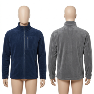 Veste polaire de travail 320 GSM en polyester anti-boulochage, bleu marine et gris, avec broderie de logo personnalisé et transfert thermique, pour l'hiver, la randonnée et le camping - Product Image 1