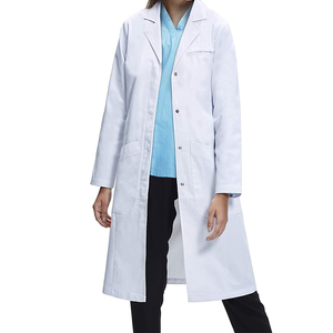 Blouse de laboratoire médicale unisexe à manches longues en tissu de velours côtelé de fibre de bambou blanc, avec détection par aiguille, pour usage hospitalier - Product Image 4