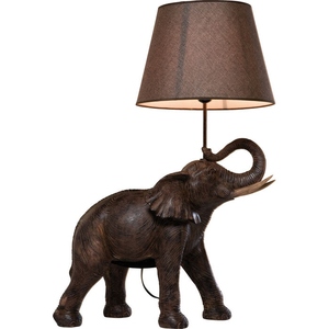 Modern Luxury <b>Elephant</b> Sculpture <b>Table</b> <b>Lamp</b> Grey Linen Shade Safari Art Deco Bedside Living Room Home Decor Light - Product Image 3