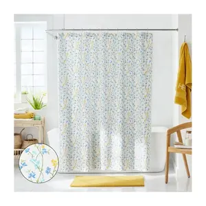 New Half White Embroidered Waterproof Shower Drapes Linen Plain Skirt Splicing Shower Curtain Home Hostel Hotel Shower Curtains