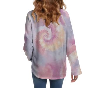 Chemises colorées style tie-dye pour femmes, col rond, manches longues et larges, haut confortable, décontracté et léger - Product Image 2