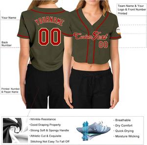 Custom Women'<b>s</b> Breathable Cropped Baseball Jersey Short Sleeve V-Neck Button T-<b>Shirts</b> Personalized Crop Top Blouse - Product Image 2
