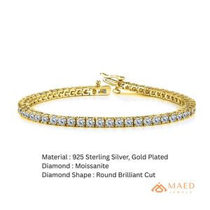 Bracelet tennis en moissanite taille ronde plaqué or 18 carats pour femme, style Beverly Hills, bijoux de luxe, cadeau tendance - Product Image 6