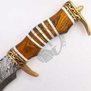 Nueva Edición Cuchillo de Hoja Fija de Acero de Damasco para Caza al Aire Libre con Mango de Hueso y Madera, el Mejor Cuchillo de Camping con Filo Afilado para Coleccionistas - Product Image 3