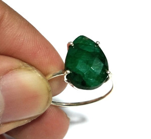 Anillo de Esmeralda Verde Natural, Plata de Ley 925, Joyería Hecha a Mano, Anillo de Diseño, Venta al Por Mayor - Product Image 3