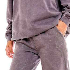 Conjunto de sudadera y pantalón de chándal de algodón grueso personalizado para mujer, estilo liso, ideal para otoño - Product Image 4