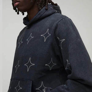 Sudadera con Capucha de Invierno Personalizada con Pedrería para Hombre, Corte Regular, Estilo Urbano, Algodón Grueso, Ecológica, Resistente al Viento, OEM ODM - Product Image 6