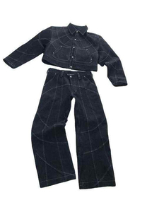 Customized Printed Solid 100% Cotton Winter Denim Jeans <b>Jacket</b> & Pants Sets for Men High Quality 2 in 1 Vintage Style - Product Image 2