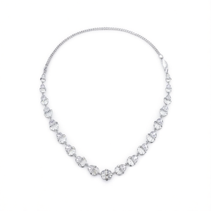 Rhodium Plated Gold Alloy Pearl and American Diamond Bridal Wedding Necklace Set - Product Image 2