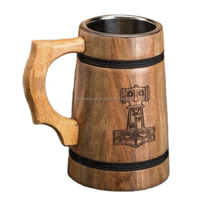 Juego de Jarras de Cerveza de Madera Clásicas Hechas a Mano, Reutilizables, 50 Piezas, Vajilla de Madera Natural, Regalo Empresarial, Hogar, Cocina, Cafetería, Bar, Suave - Product Image 1