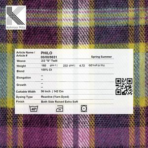 Tissu en flanelle de coton teint en fil, sergé 2/2, 160 GSM, motif écossais, OEM & ODM - Product Image 4