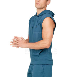 Stylish Men's Solid Hooded Sleeveless Hoodie Breathable Fabric Modern Fit for Gym & Sports Casual Fashion - Product Image 2