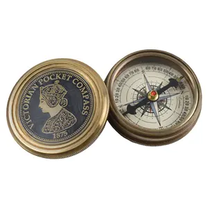 Marine Nautical Gadgets Complete Brass Metal Compass Nautical For Outdoor Camping With Custom Printed Design