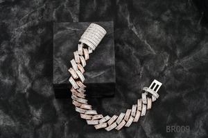 Round Brilliant Cut Diamond <b>Charm</b> Bracelet 14K Gold Plated Unisex Hiphop Fancy Light Filled Diamonds D Color Jewelry GIA - Product Image 3