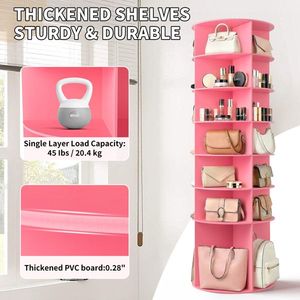 Scarpiera Girevole a 7 Livelli a 360 Gradi Rosa 60*60*184cm in Composito Legno-Plastica - Product Image 6