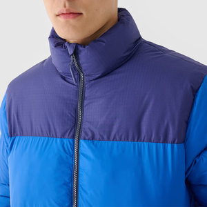 Men's Blue Hooded Collar Zipper Closure Waterproof Windproof <b>Reversible</b> Casual Winter Puffer <b>Jacket</b> Polyester 2026 High Street - Product Image 2