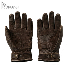 Gants de moto vintage en cuir véritable pour homme, marron vieilli, protection rigide des articulations en cuir de vachette véritable pour la conduite à moto - Product Image 3