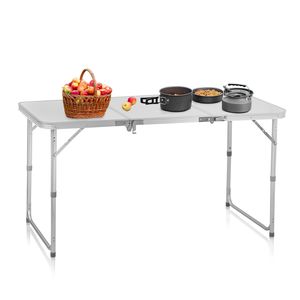 Table de pique-nique portable en aluminium de 4 pieds, hauteur réglable, pliable en 3 sections, légère, pour l'extérieur et l'intérieur, table à tréteaux, table pliante de camping - Product Image 3