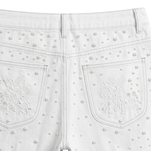 Short en jean personnalisé avec strass, style premium, tissu doux, tenue décontractée, mode unique, confort quotidien, coupe ajustée - Product Image 4