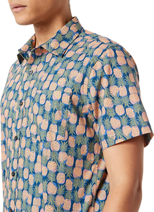 Custom Men's Hawaiian <b>Shirt</b> High Quality Cotton Single <b>Button</b> Solid Pattern Breathable Turn-down Collar <b>Half</b> Sleeve Summer <b>Shirt</b> - Product Image 2